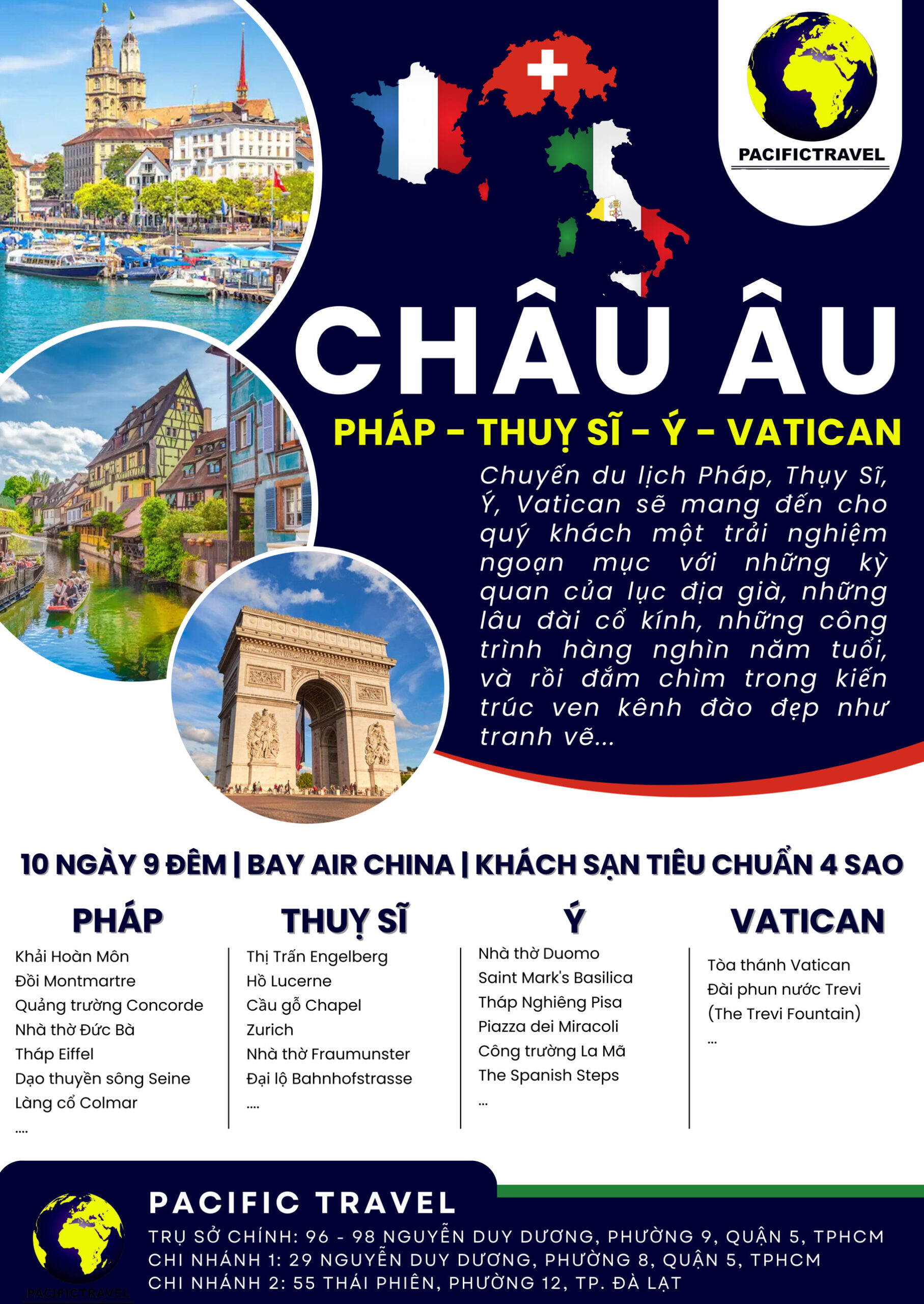 Du Lịch Pháp – Thụy Sĩ – Ý - Vatican 10 Ngày 9 Đêm